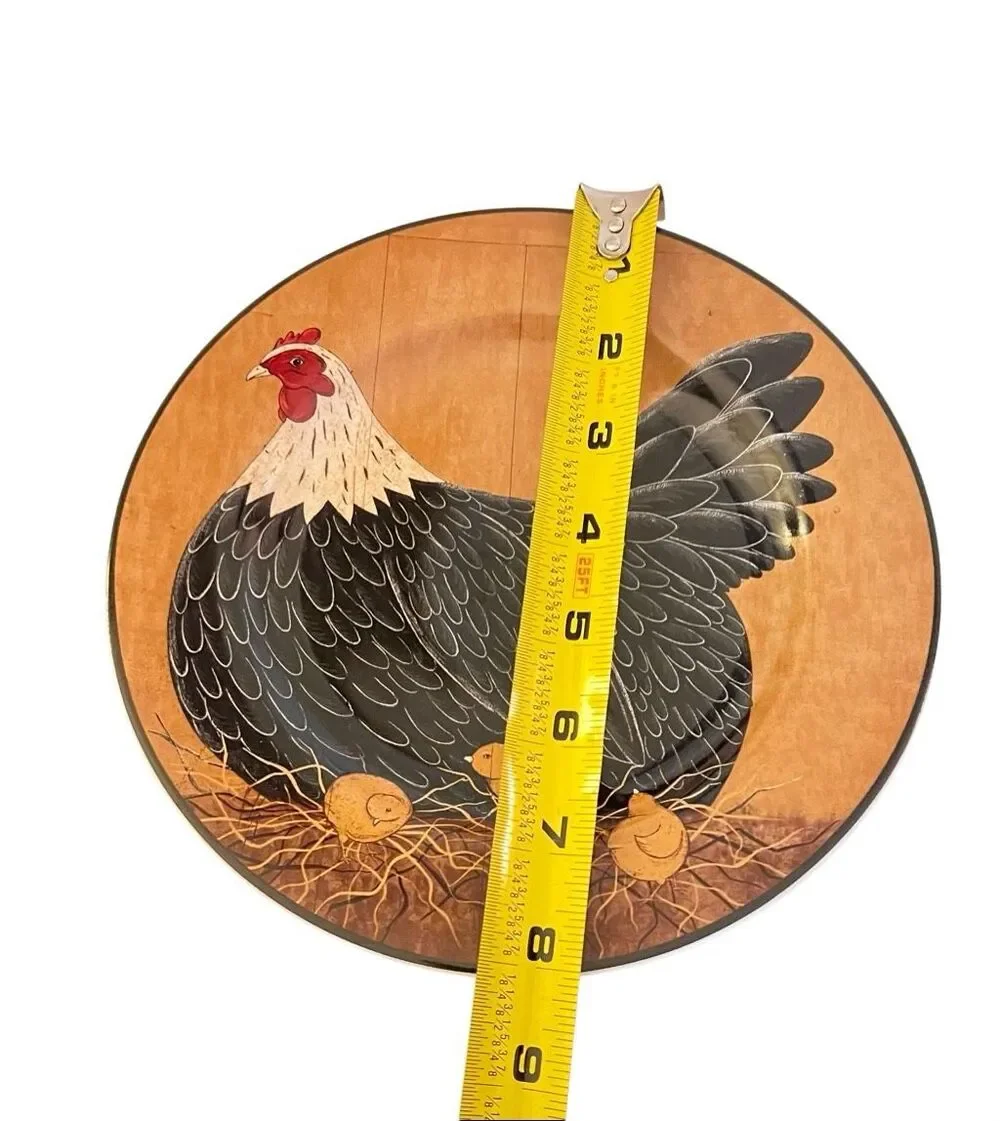 Vintage Warren Kimble Sakura Henny Penny Salad Plates Set of 2 Chicken Hen Folky